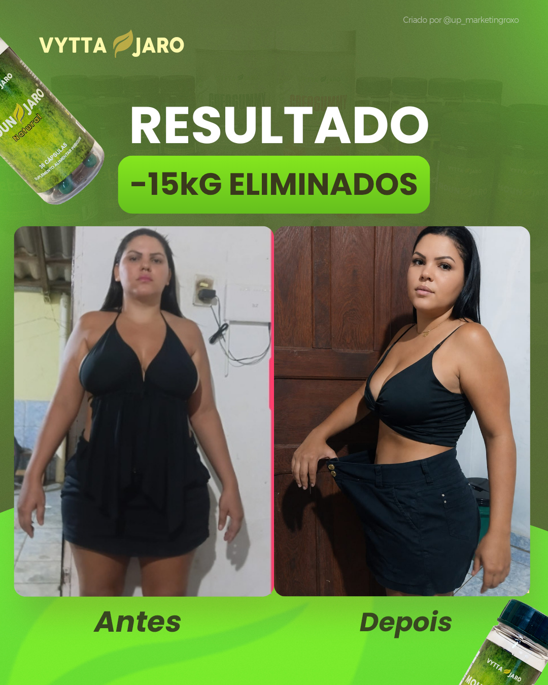 Antes e depois — resultado de 15kg eliminados