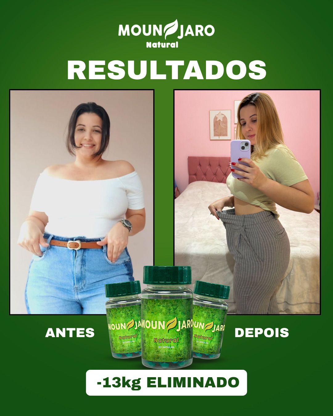Antes e depois — resultado de transformação