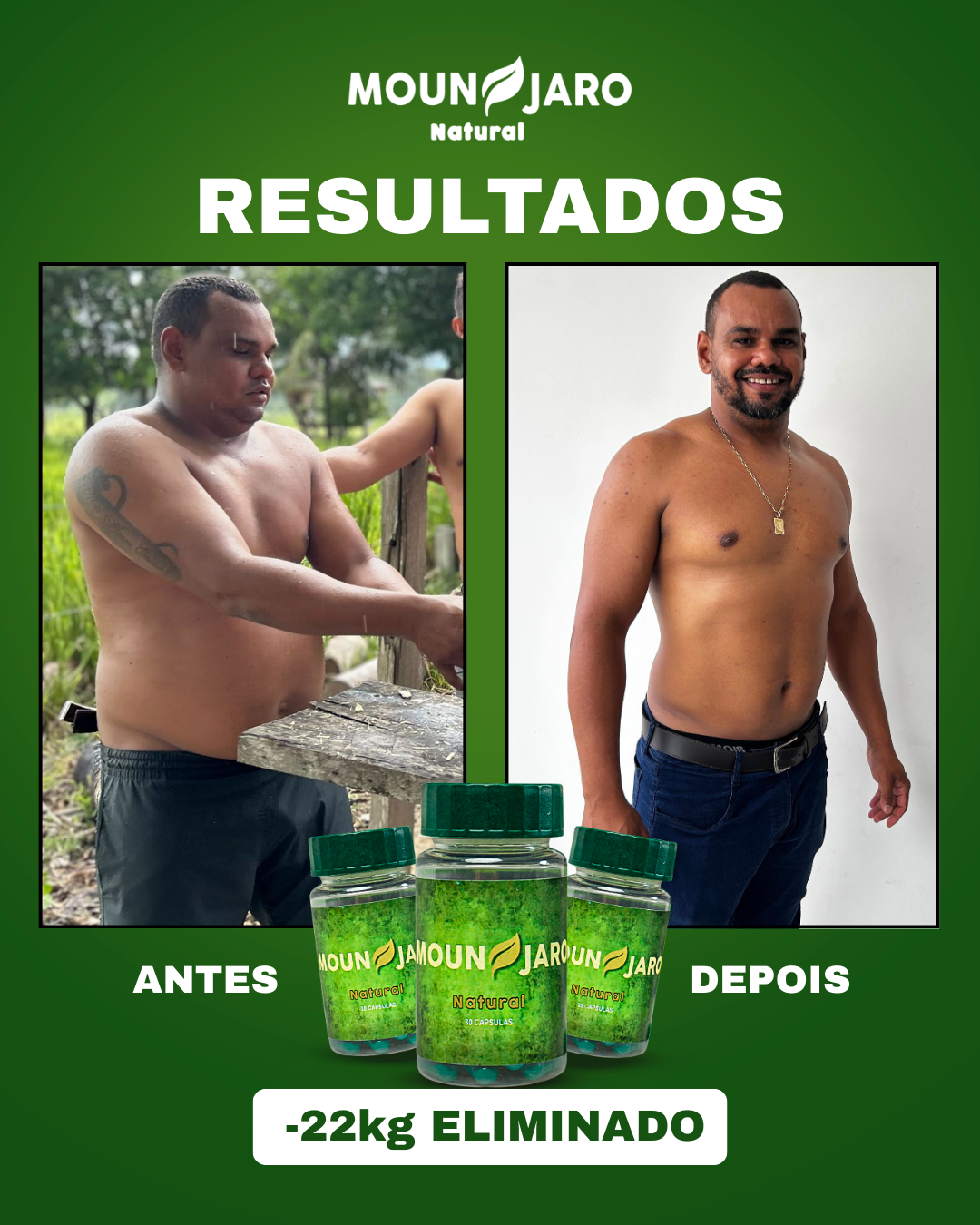 Antes e depois — resultado de transformação