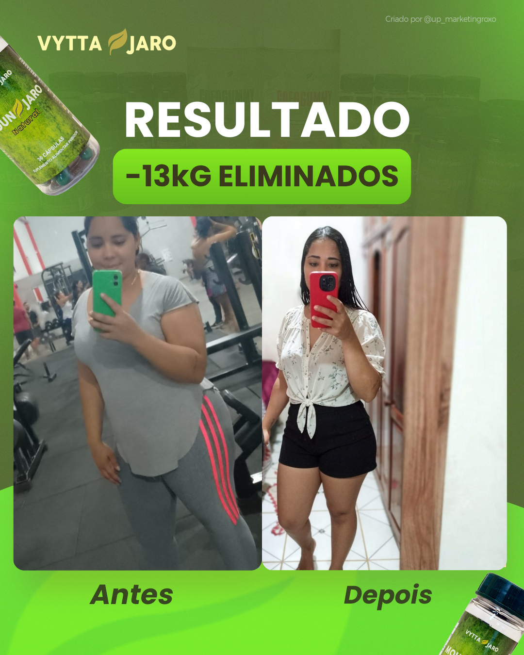 Antes e depois — resultado de 13kg eliminados
